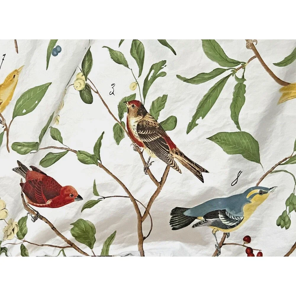 POTTERY BARN Spring Sparrow KING Duvet Cover Birds Botanical Colorful Cotton